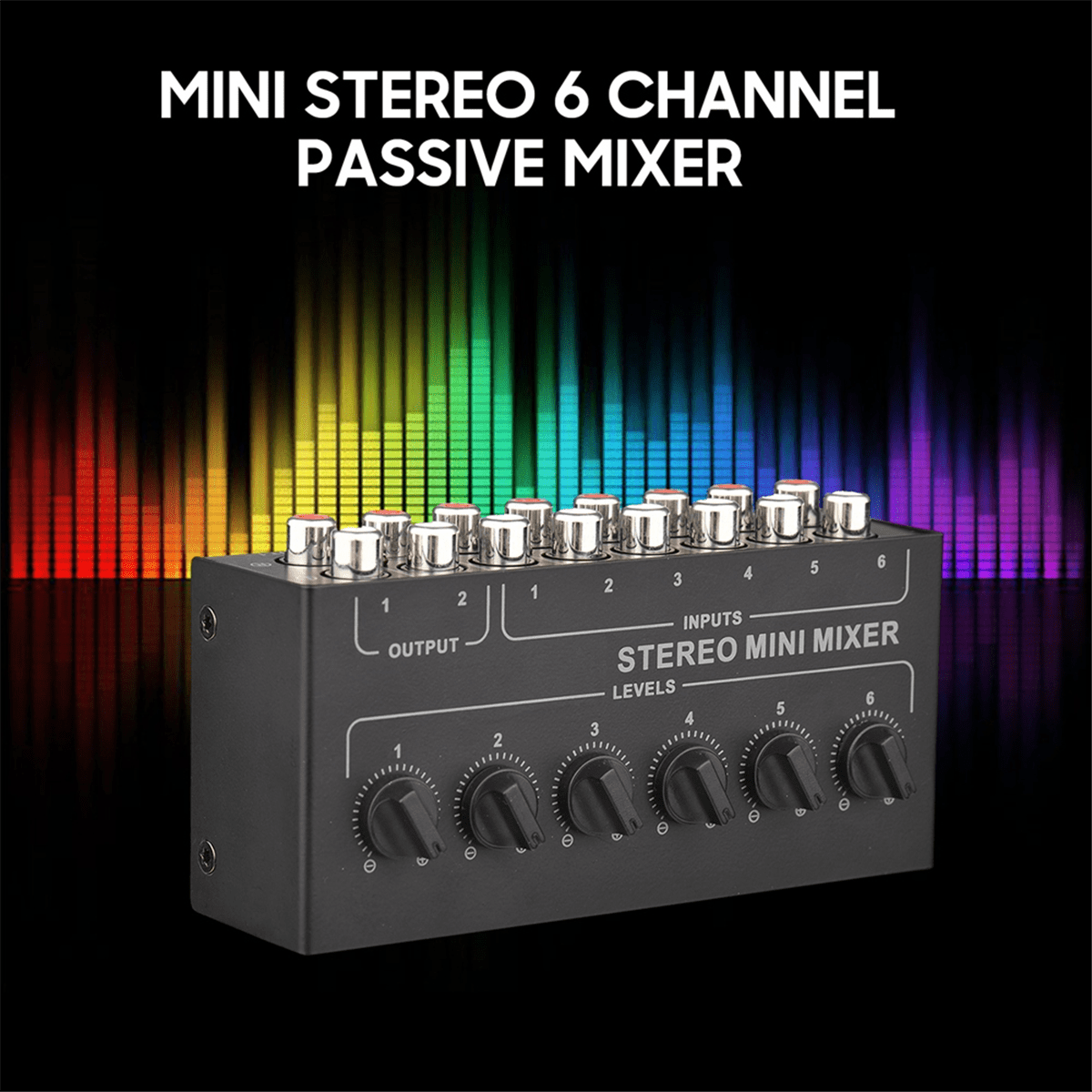 2X CX600 Mini Stereo 6 Channel Passive Mixer Portable Audio Mixer 6 in 2 Out Stereo Distributor Volume Control