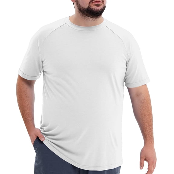 Zimjoy Big and Tall Men's Short Sleeve Tees Plus Size Tshirts Crew Neck Loose Solid Color Summer Casual Basic Tops White L