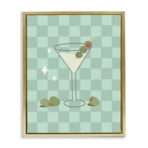 Stupell Industries Checkered Dirty Martini Food & Beverage Painting Gold Floater Framed Canvas Art Print Wall Art, 25 x 31