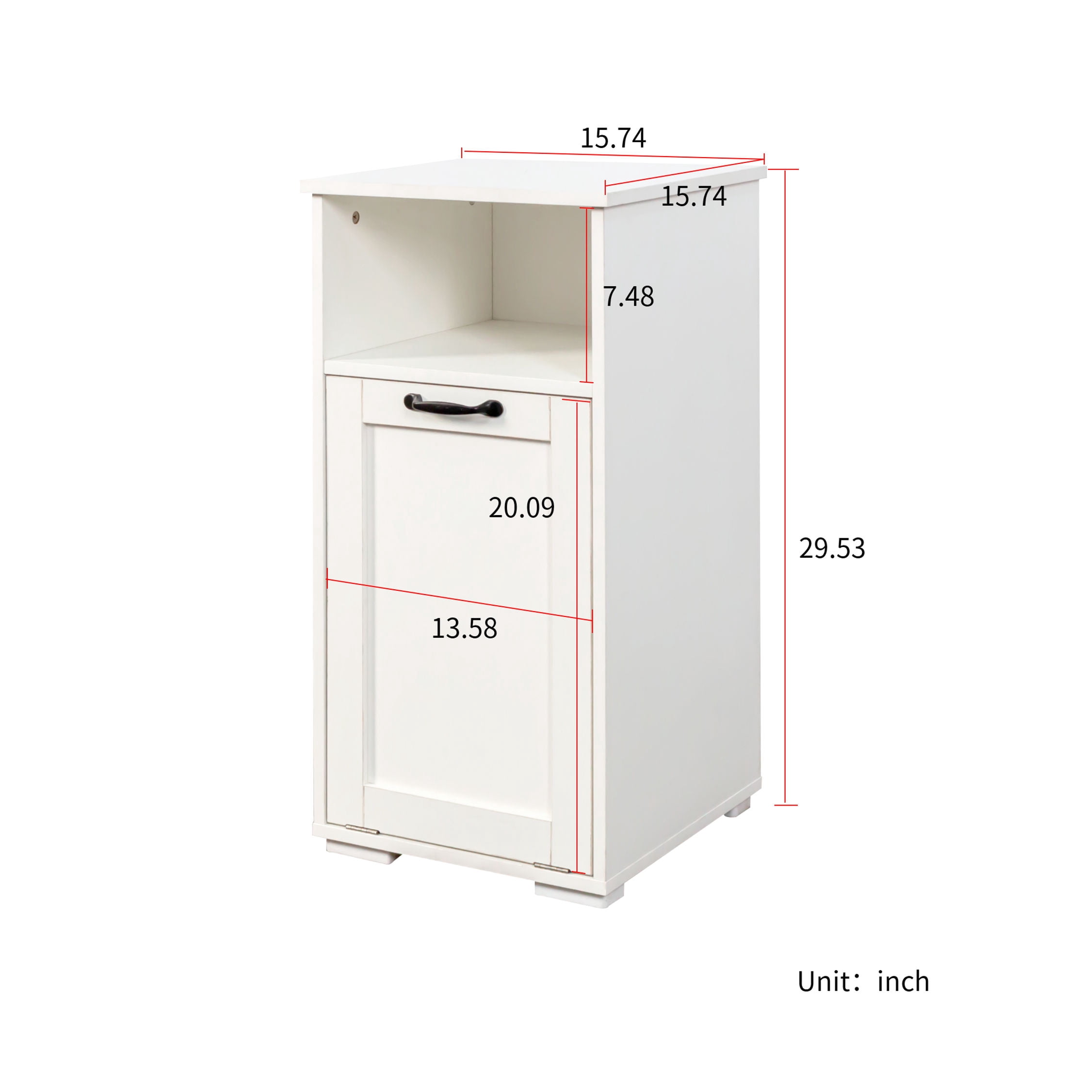 Noble House Compact Laundry Cabinet with Removable Liner Bag, Tilt-Out Hamper Storage Cabinet with Open Shelf, White