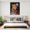 thumbnail image 4 of Mudket Framed Leopard with Floral Headscarf Canvas Wall Art, Stylish Animal Print Wall Decor, Ready to Hang for Women Bedroom Living Room - 12"L x 8"W, 4 of 10