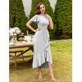 thumbnail image 4 of AURA Plus Size Women Sequin Formal Party Dress Flutter Short Sleeve Wedding Cocktail Long Evening Dress, 4 of 7