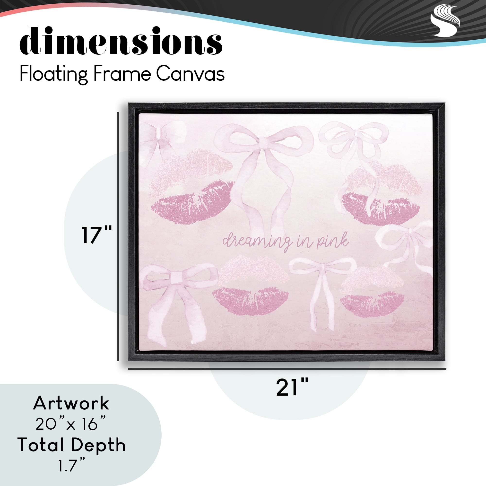 Dreaming In Pink Black Framed Floater Canvas Wall Art, design by Kim Allen