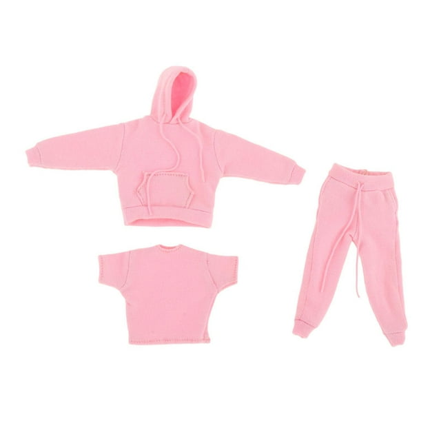 1:12 Scale Solider Clothes Hoodie And Pants Solider Sports Suits for Action Figure , Pink, Multi