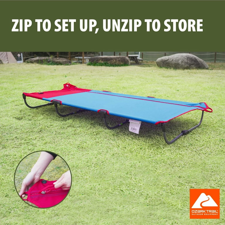 Free Shipping! Ozark Trail Kids Zipper Cot, 55 x 24 x in Child