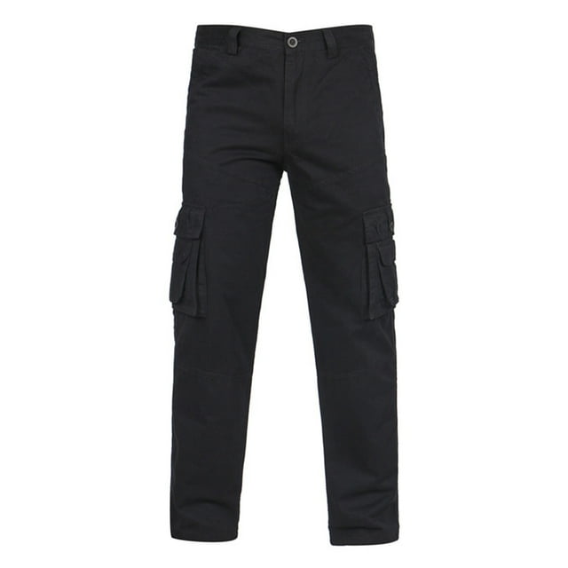 Yuyuzo Mens Cargo Pants Plus Size Straight Leg Low Waisted Trousers with Multi Pockets Classic Cargos Solid Color