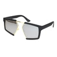 thumbnail image 2 of Geometric Squared Racer Mobster Sunglasses Matte Black Silver Mirror, 2 of 4