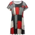 thumbnail image 3 of Geometric Abstract Art Red Black Grey Red Women's Dress Short Sleeve Summer Sundress Summer Women Clothes, 3 of 7