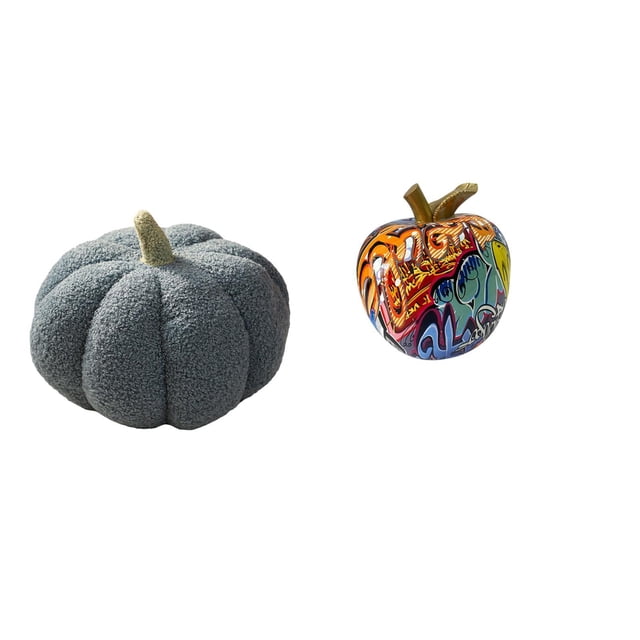Escultura De Almohada De Peluche De Calabaza Con Grafiti Nórdico, Cojín Decorativo Para Sofá, Adorno De Obra De Arte Coleccionable Para Dormitorio, Mesa, Bar, Decoración Del Hogar