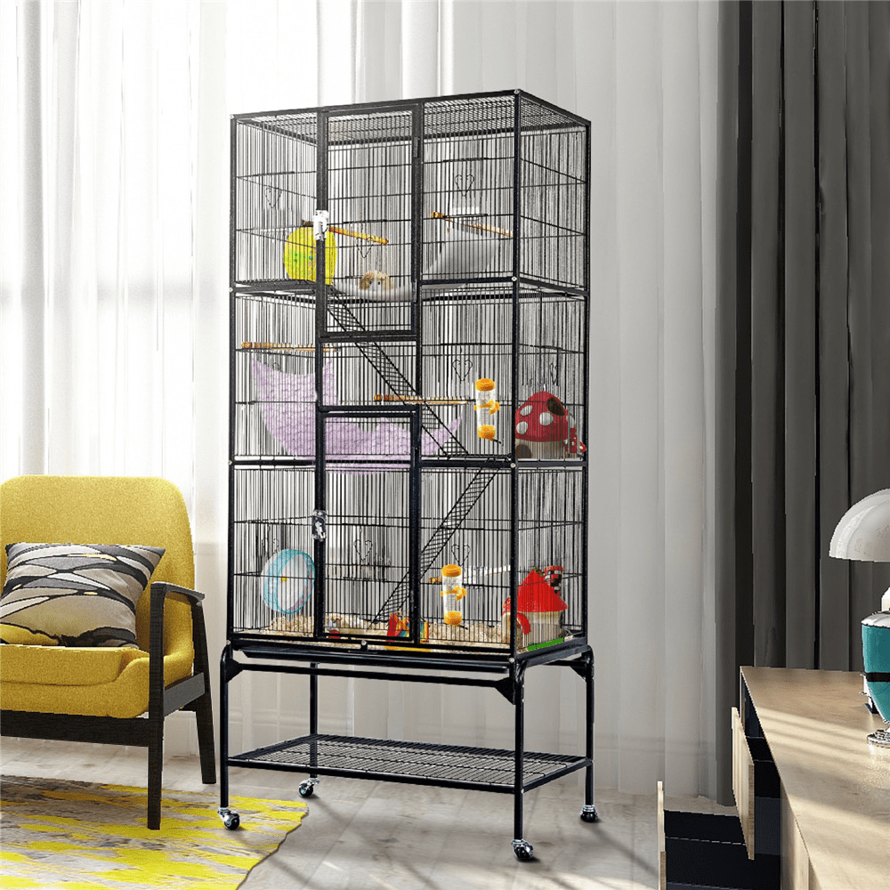 Renwick 69" H Extra Large Bird Cage with Detachable Stand, Matt Black