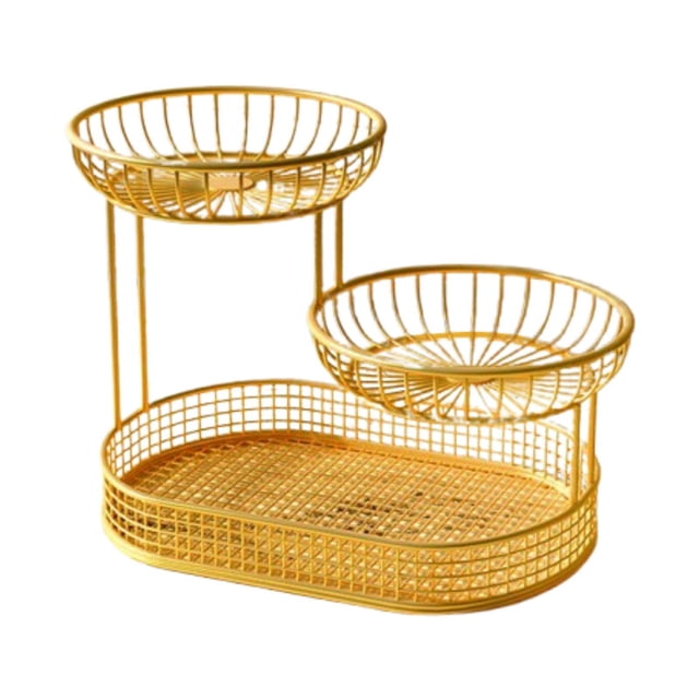 Soporte para cesta de frutas, soporte decorativo para frutero, bandeja para servir verduras, estante para guardar escritorio, cesta de almacenamiento L oro