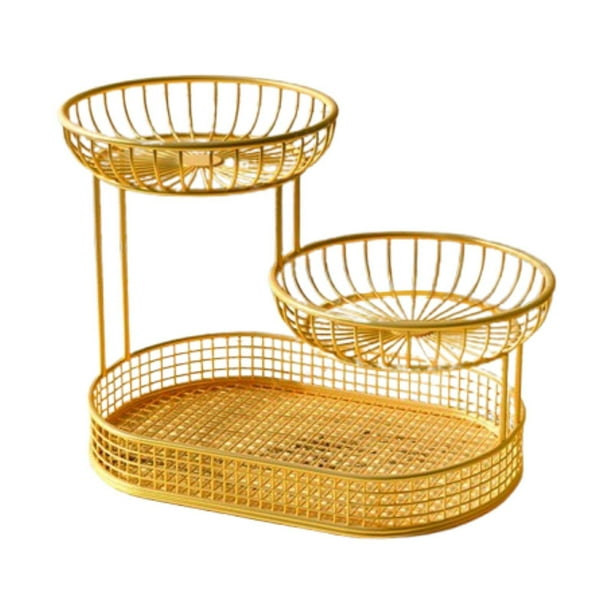 Canasta de frutas moderna, soporte para encimera, cesta de almacenamiento de alambre de metal. L oro