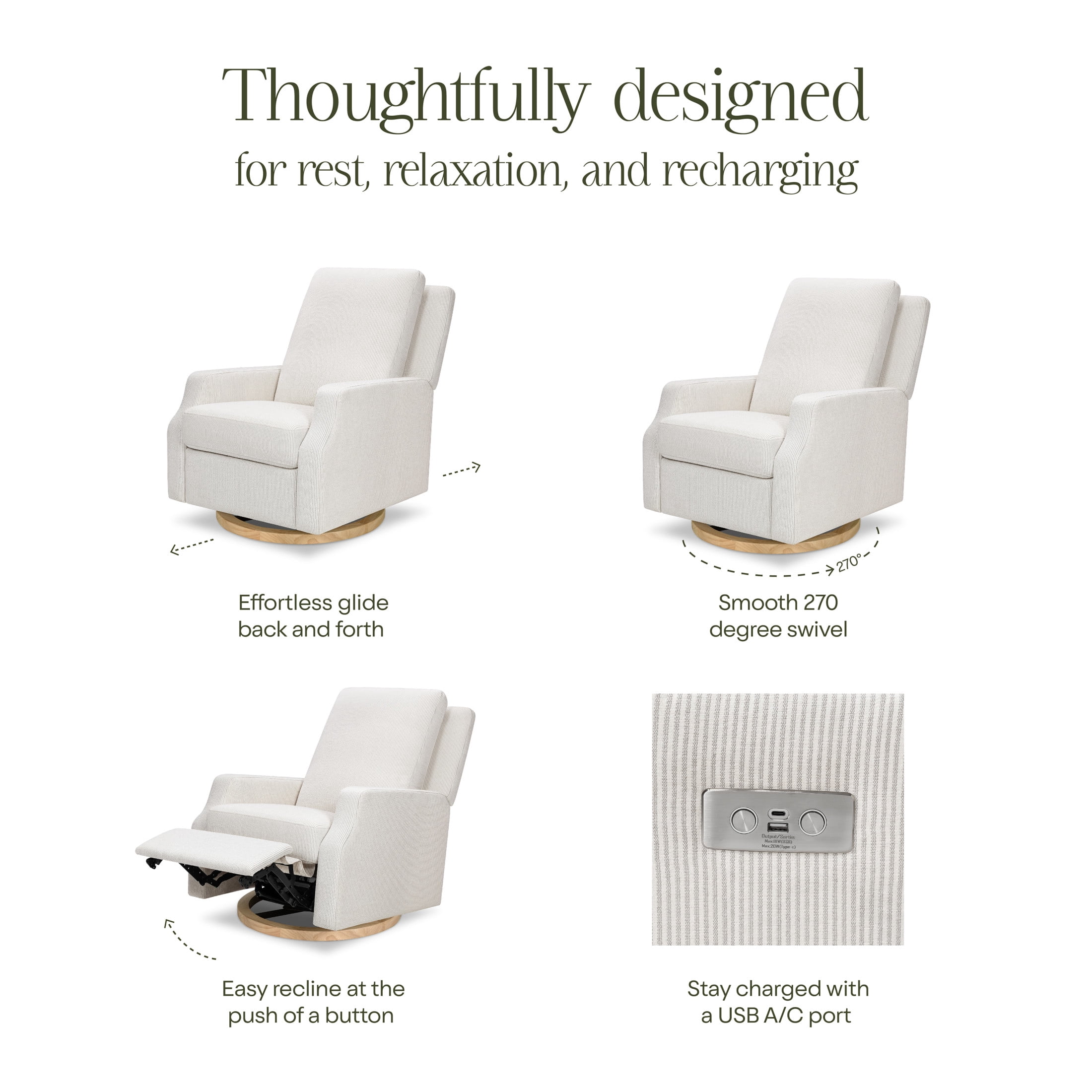 Namesake Crewe Electronic Recliner and Swivel Glider