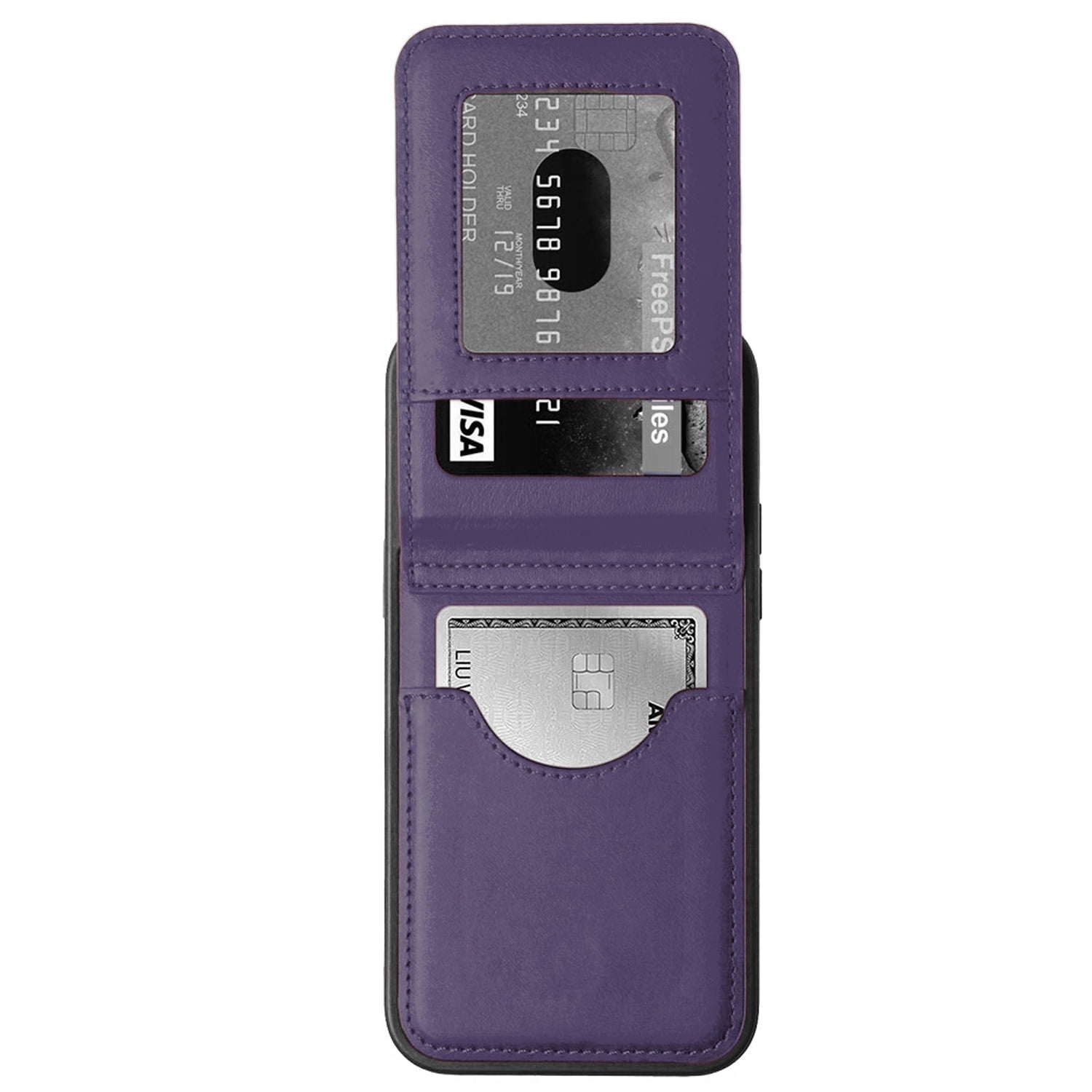 Durable Leather Wallet Case with Kickstand for iPhone 17 Pro Max- Purple