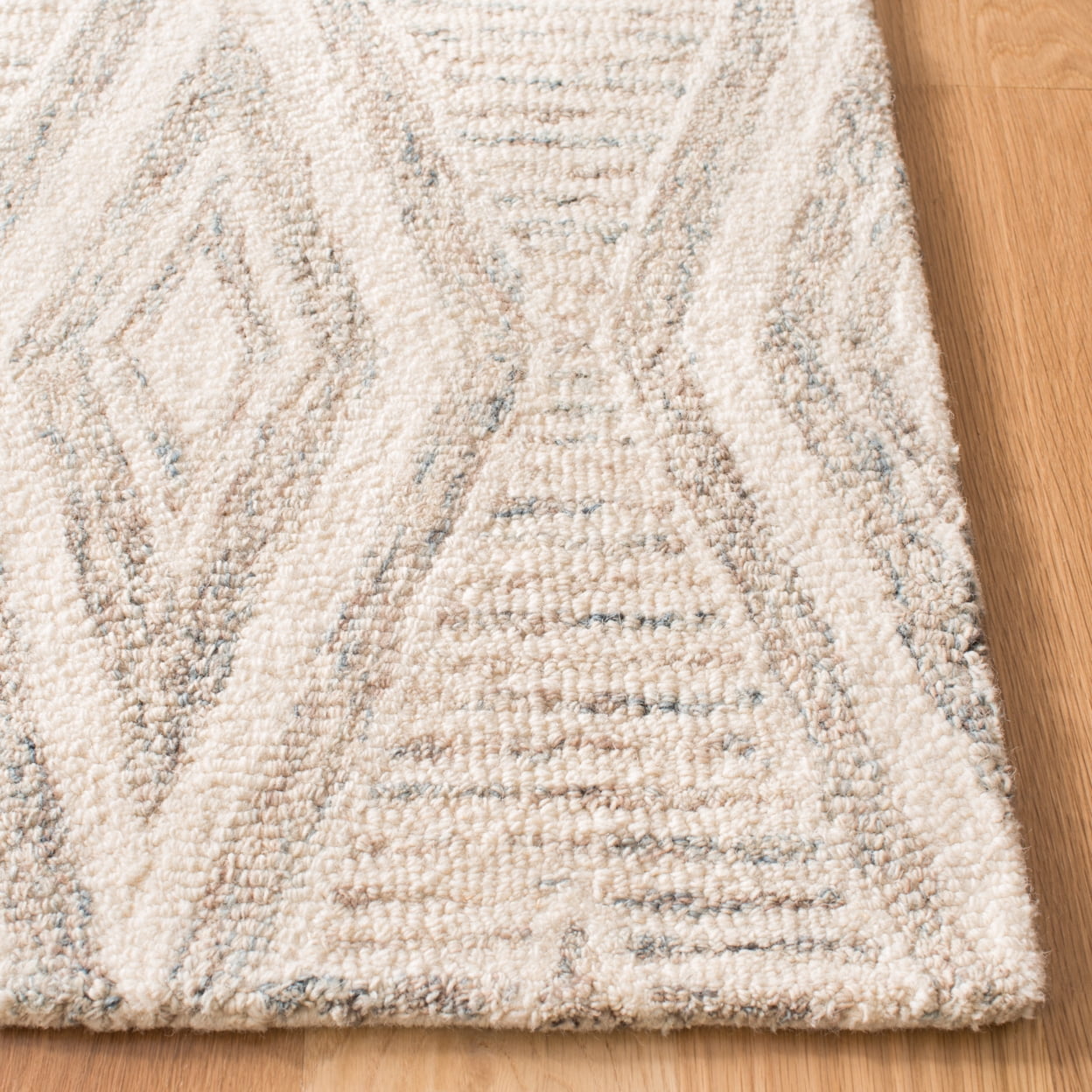 SAFAVIEH Micro-Loop Foliage Geometric Wool Area Rug, Sage, 8' x 10'