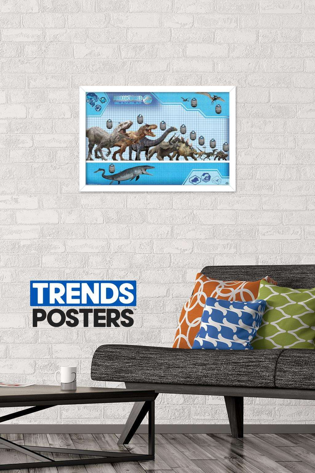 Jurassic World - Chart Wall Poster, 14.725" x 22.375", Framed