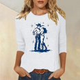 thumbnail image 2 of Ruimatai Women's Western Print 3/4 Sleeve T-Shirt Stylish Casual Comfortable Soft Stretch V-Neck Tee for Ladies, 2 of 4