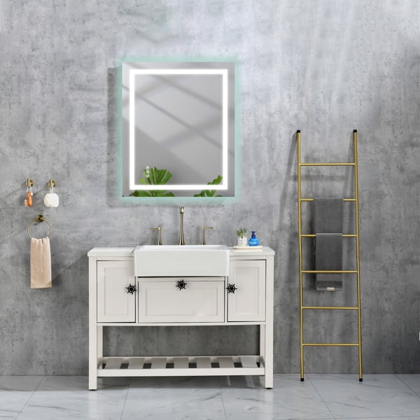 40x30 Inch LED Bathroom Mirror with Frontlit and Backlit, Wall Mounted Vanity Mirror with Smart Touch Button, Anti-Fog, Memory Function, 3 Colors, Stepless Dimmable Makeup Mirror(Horizontal/Vertical)