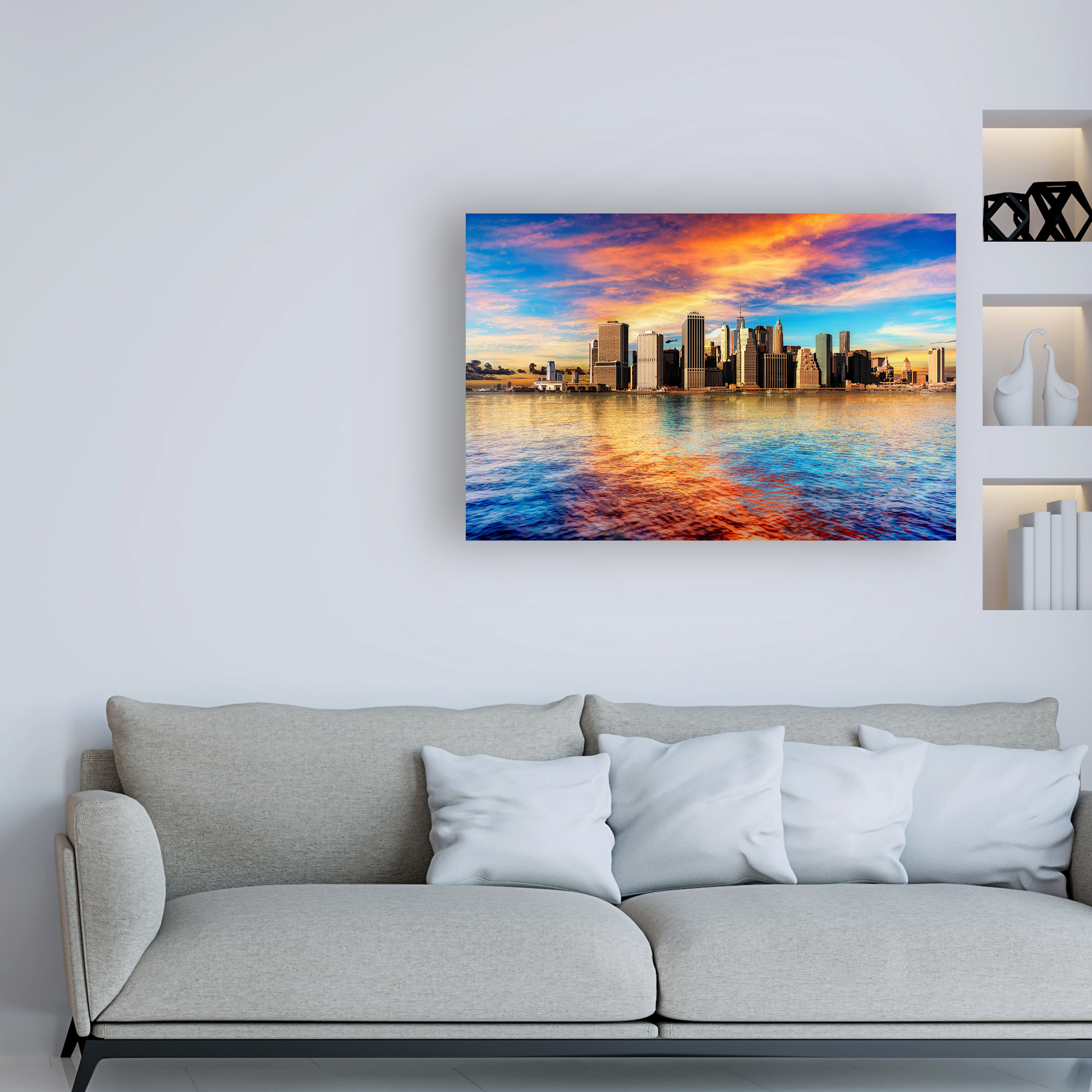 Trademark Fine Art 'Lower Manhattan Sunset' Canvas Art by David Ayash