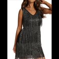 thumbnail image 1 of Vestido de Baile de los Años 20 para Mujer, con Lentejuelas, Borlas y Flecos, Estilo Flapper, para Rumba Latina, Tango y Baile de Salón. Negro M, 1 of 9