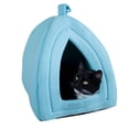 thumbnail image 1 of Petmaker Cozy Kitty Tent Igloo Plush Cat Bed, Blue, 1 of 7