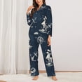 thumbnail image 2 of Balery Vintage Marine Conjunto de Pijama con Estampado para Mujer, Conjunto de Dos Piezas con Manga Larga, Ropa de Dormir Suave con Bolsillos, Pijamas Cómodos-Small, 2 of 7