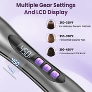 NEXPURE Curling Iron, Ionic Hair Curler Brush and Straightener 2 in 1 for All Hair Types, 30s Fast Heat, Purple