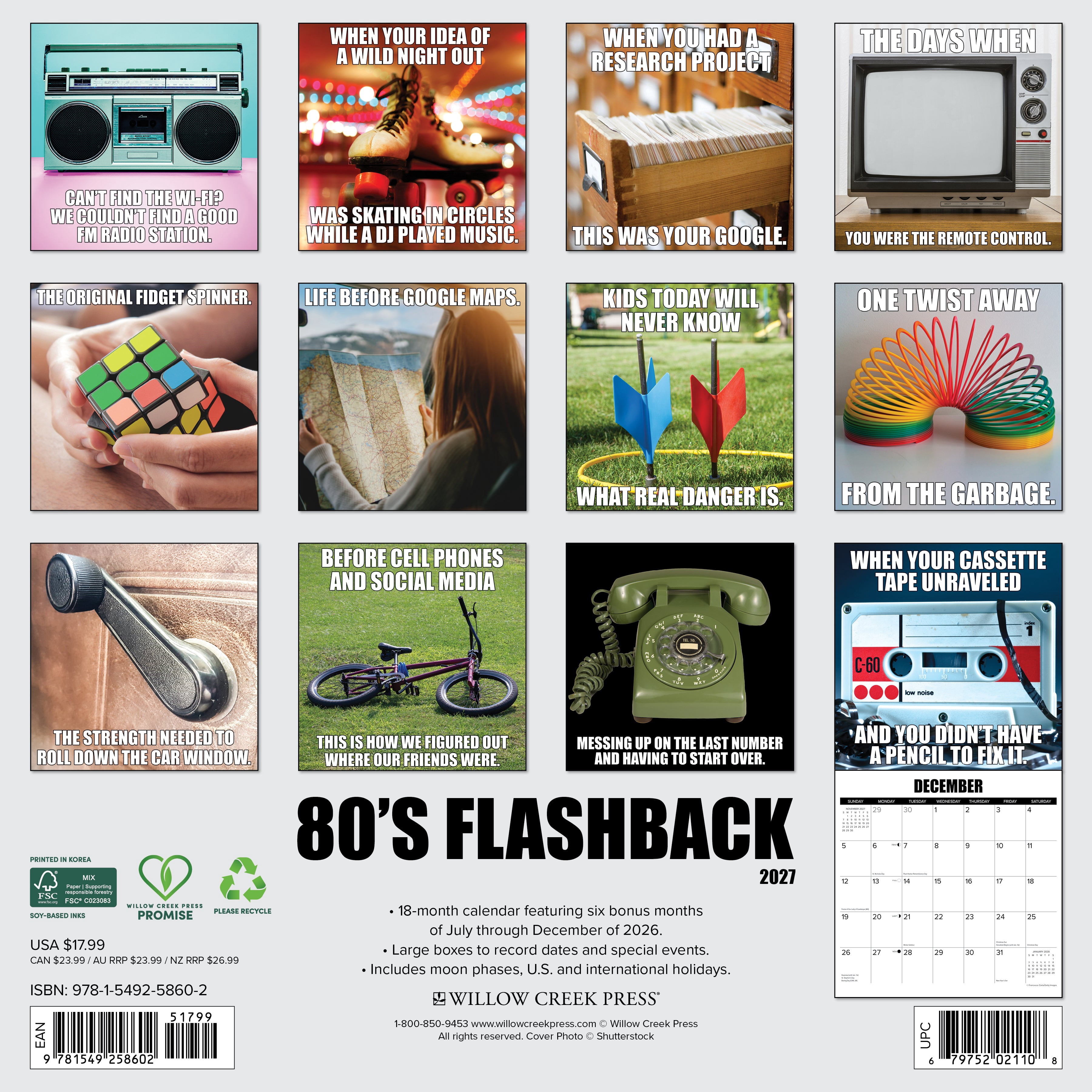 Willow Creek Press, 80's Flashback 2027 Wall Calendar