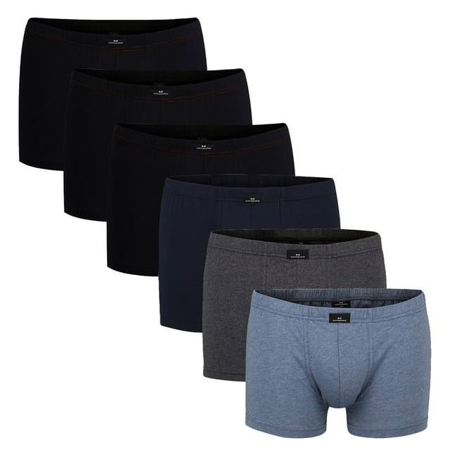 Götzburg Pantalones de Hombre, Paquete de 6, Jersey Sencillo, Juego de ropa interior, Algodón Elástico Negro/azul/gris L (Large)