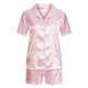 thumbnail image 4 of Pijama informal de poliéster para mujer, blusa lisa de manga corta con cuello vuelto, pantalones cortos a la moda, 4 of 6