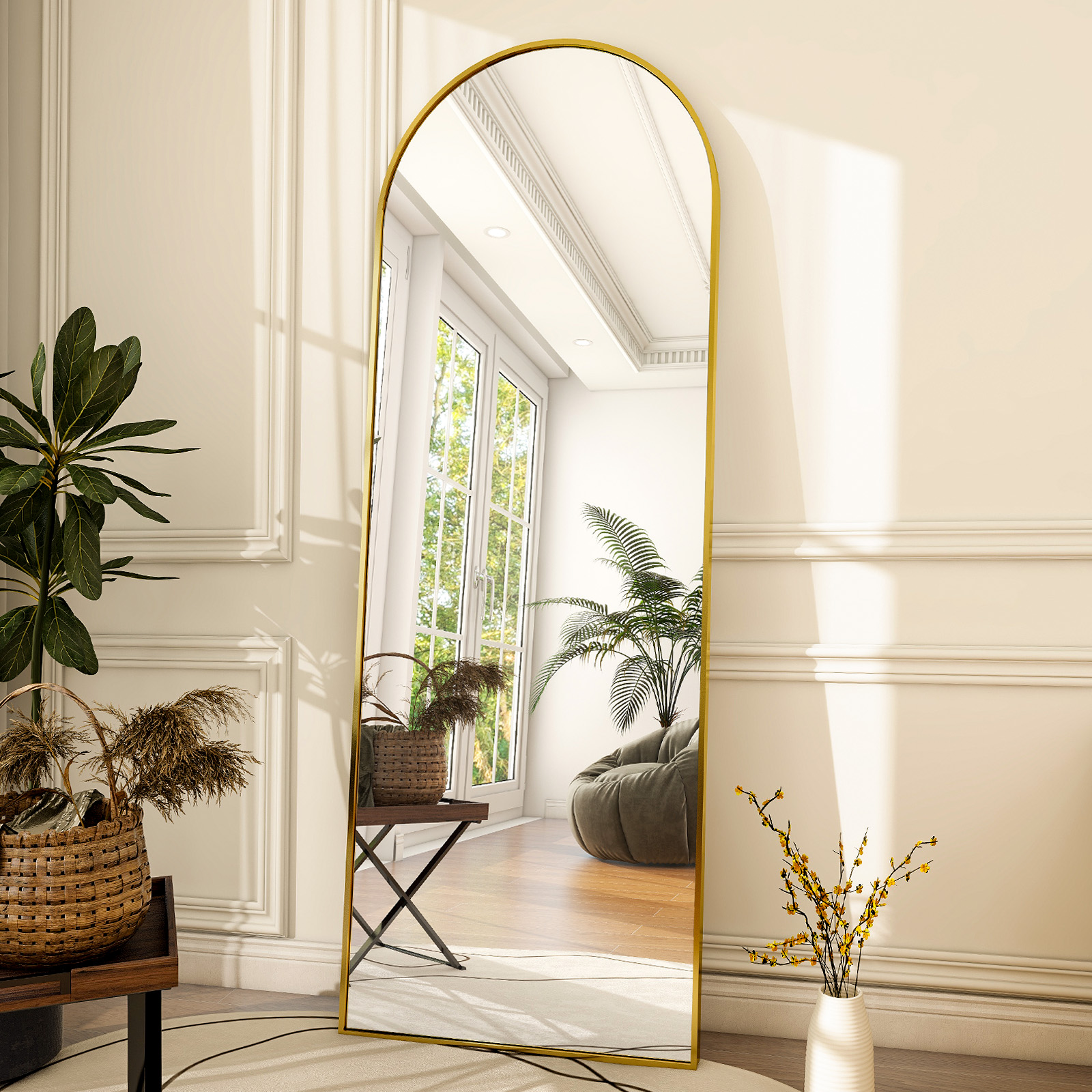 BEAUTYPEAK Arched Full Length Floor Mirror 64"x21.1" Full Body Standing Mirror,Gold - image 3 of 14