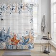 thumbnail image 3 of Eucalyptus Leaves Starfish Shower Curtain, Shells Summer Ocean Wood Grain Waterproof Shower Curtain Set with 12 Hooks Lightweight Bath Curtains Fabric Bathroom Decor 48x72 Inches, 3 of 9