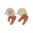 thumbnail image 3 of Aojekbee Toddler Girls Boys Autumn Pants Sets Long Sleeve Letter Print Tops Drawstring Pants Sets, 3 of 10