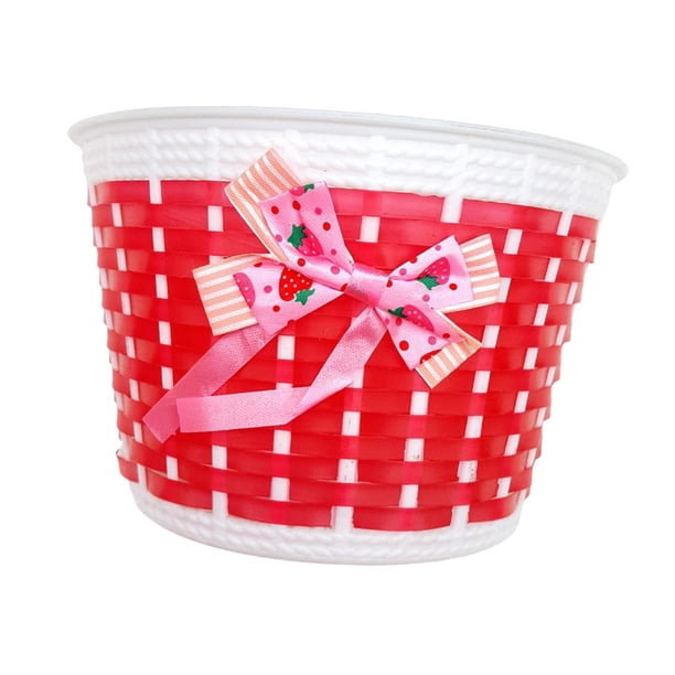 Cesta de bicicleta para niños, cesta de almacenamiento de accesorios para bicicletas, cesta de manillar para ciclismo deportivo al aire libre, niños y Rojo