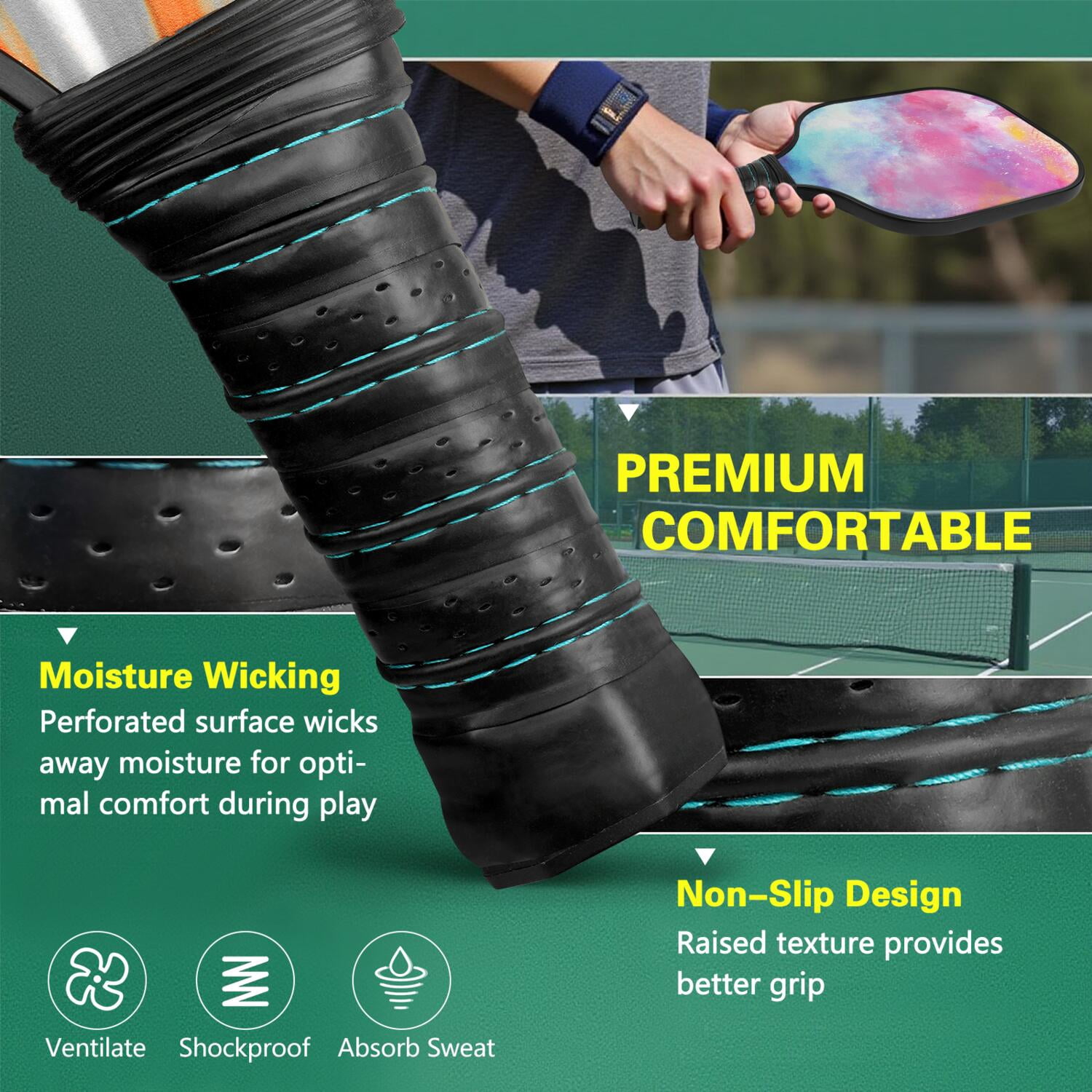 Pickleball Paddles Set Of 2, Fiberglass Surface, Fluid Smoke Aurora Art Style, 4 Balls & Bag