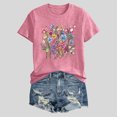 thumbnail image 2 of Jamsmile Women T-Shirts Summer Flowers Print Crew Neck T Shirts Short Sleeves Casual Tunic Loose Ladies Basic Tee Shirts Tops, 2 of 3