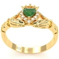 thumbnail image 5 of Claddagh Emerald Diamond Ring In Solid 14k Yellow Gold, 5 of 6