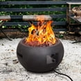 thumbnail image 3 of Afterglow TerraFab 22" Round 40,000 Btu Propane Fire Pit for Outdoor Patio Garden Backyard Decking Décor, Weather Resistant Cover and Lava Rocks Included, CSA Certificated, Dark Grey, 3 of 8