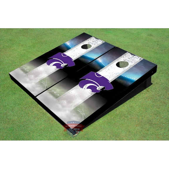 Kansas State University Wildcats Field Long Strip Matching White Themed Cornhole Boards