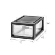 IRIS 6 Qt Stackable Storage Drawer, Plastic Drawer Organizer with Clear Doors for Pantry, Closet, Desk, 8Pk