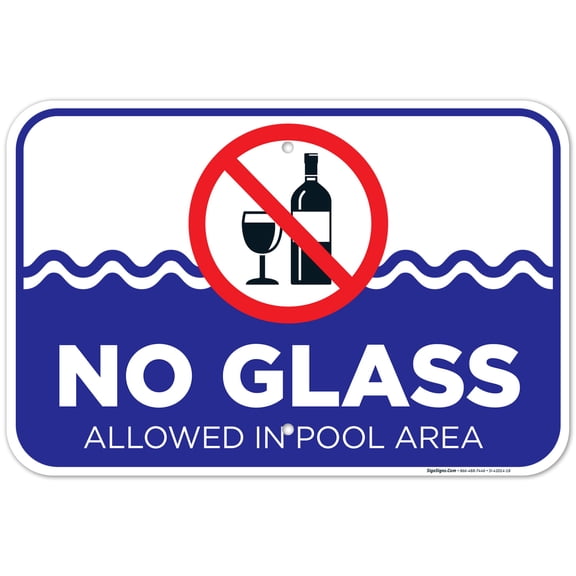 No Glass Allowed in Pool Area Sign, Pool Sign,