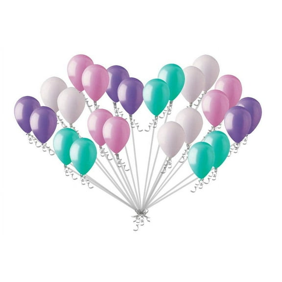 24 pc Aqua Lavender Pink Latex Party Balloons Birthday Baby Unicorn Mermaid