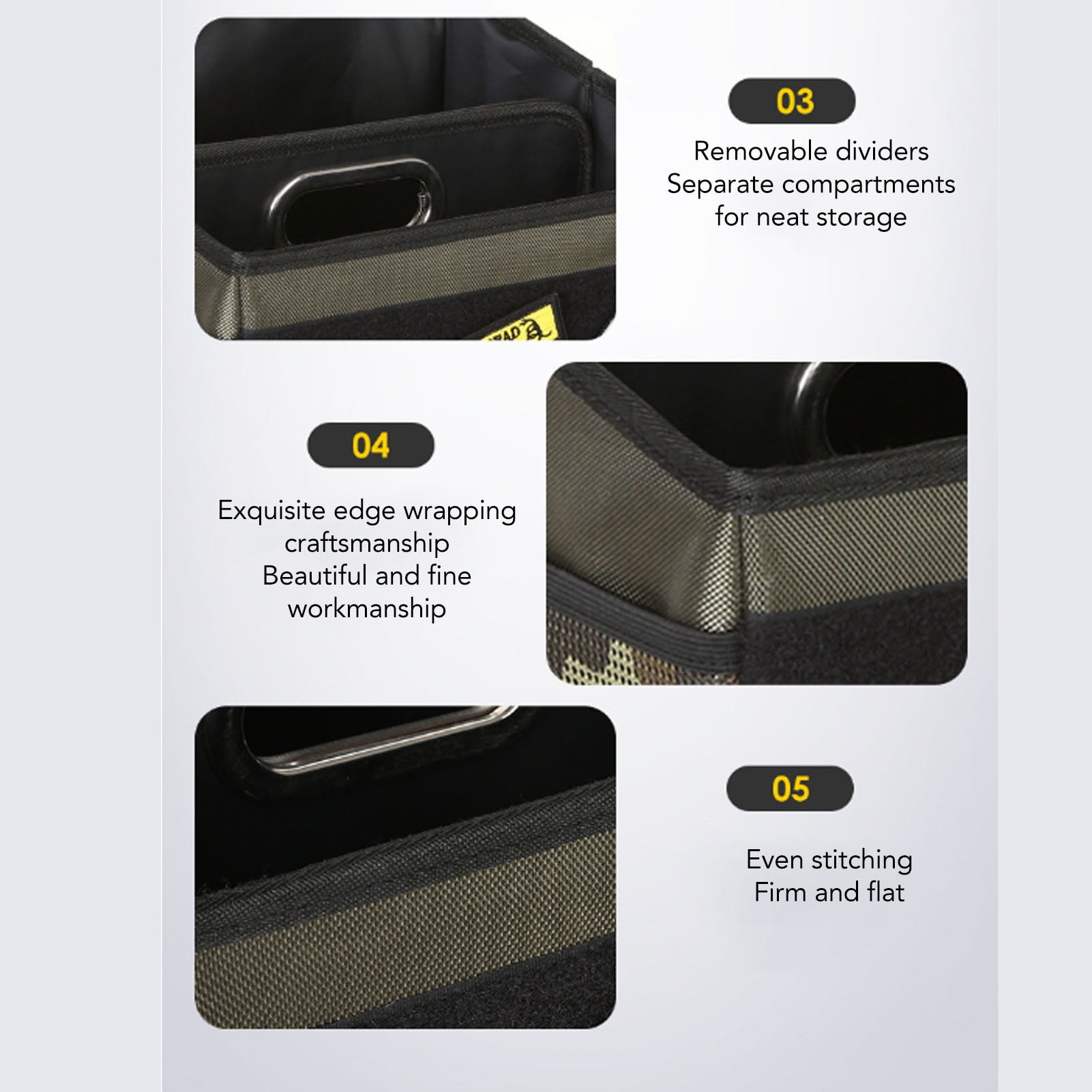 Rupoun Car Trunk Organizer 18L, 1860D Oxford Cloth Multipurpose Storage, Universal Fit for Front and Back Seat, Space-Saving Automotive Pockets Design for Cars, SUVs, and Trucks (14.17 in / 36 cm)