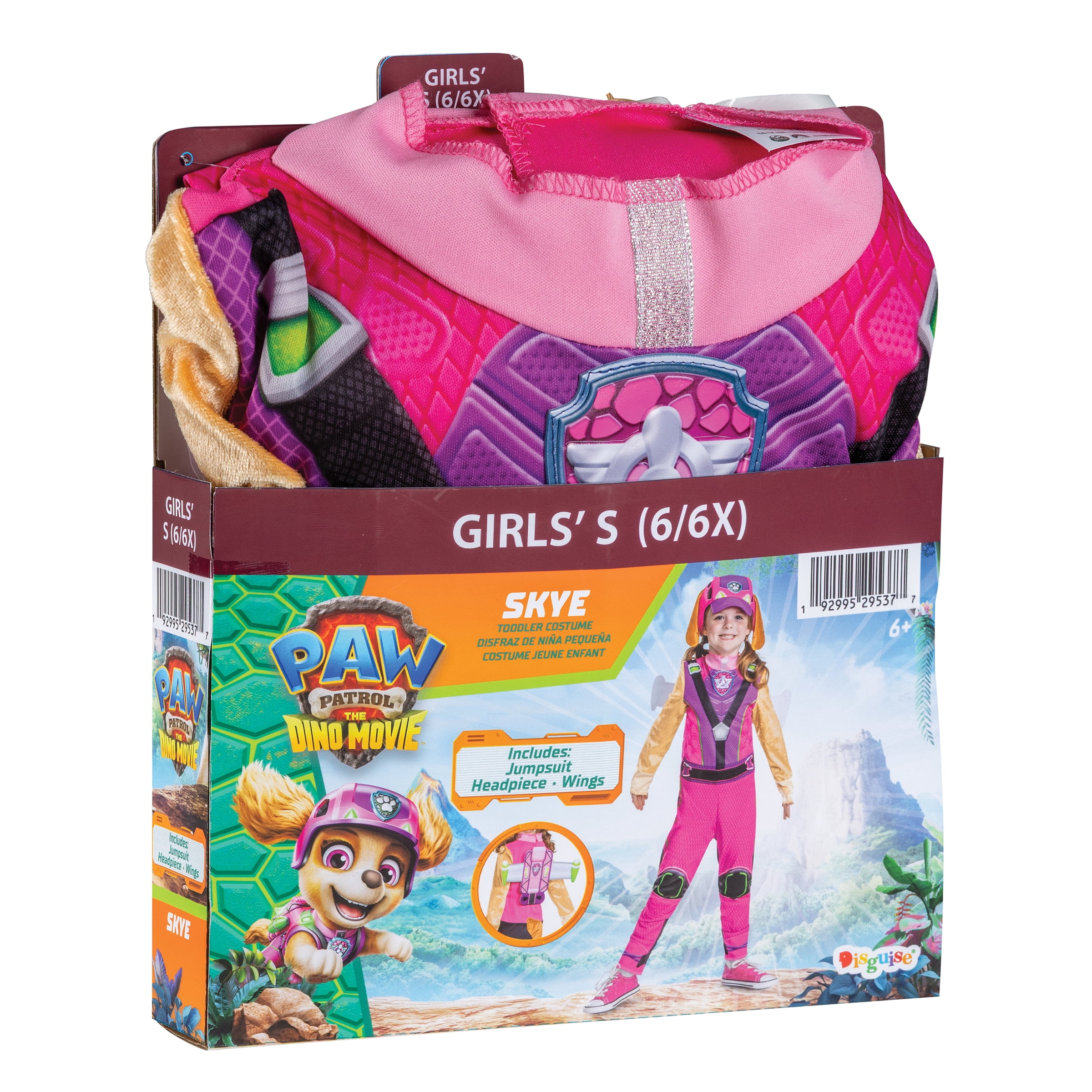 Paw Patrol Skye Dino Halloween Costume for Children, Girls Size S (6/6X), by Disguise