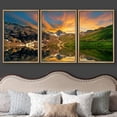 thumbnail image 3 of wall26 Framed Canvas Print Wall Art Set Vibrant Mountain Range Sunset Lake Nature Wilderness Photography Realism Rustic Landscape Colorful Cool for Living Room, Bedroom, Office - 16"x24"x3, 3 of 5
