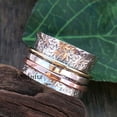 thumbnail image 5 of Silver Meditation Ring - Spinning Ring - Fidget Spinner Ring - Worry Ring - Statement Ring - Mixed Metal Spin Ring - Engraved Ring Jewelry, 5 of 9