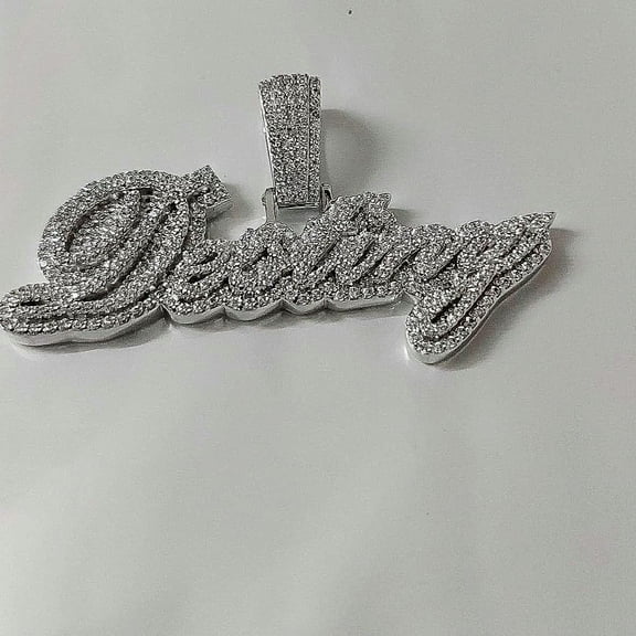 Real Moissanite Pendant| 3ctw Men's Customisable "NAME Pendant"| Custom Charm| Hip Hop Pendant | Moissanite Pendant| Birthday Gift