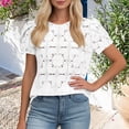 thumbnail image 6 of Enjoytime Shirts for Women Trendy Round Neck Hollow Lace 3/4 Sleeve Tops Solid Color Travel Business Casual Blouse, 6 of 6