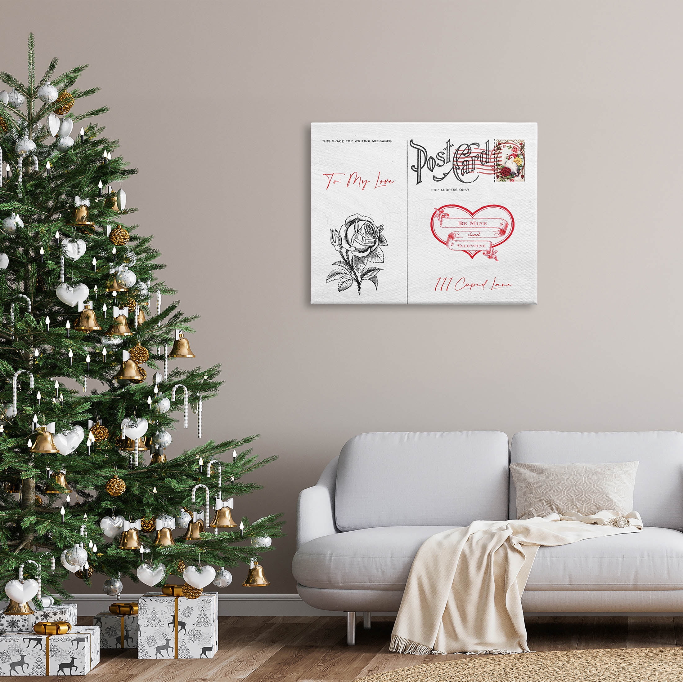 Stupell Industries To My Love Valentines Postcard Graphic Art Gallery Wrapped Canvas Print Wall Art, Design by Lil' Rue