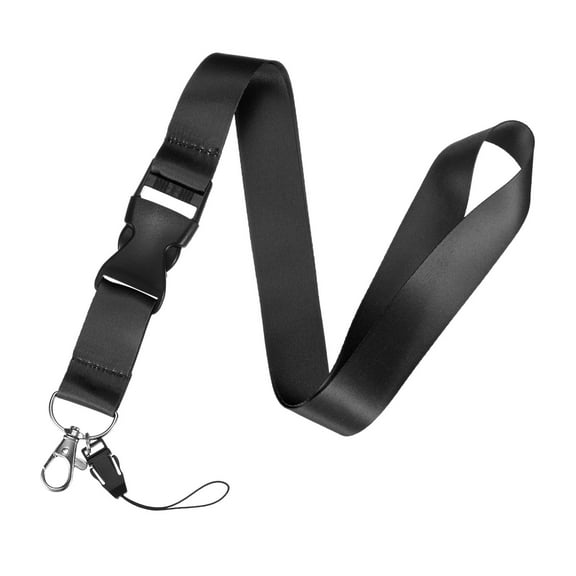 Uxcell 1-Pack Lanyards for Keys, Black 1" Wide Keychain Long ID Badges Neck Lanyard Strap with Quick Release Buckle ID Holder Folder